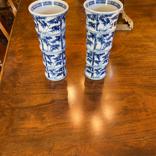 Mottahedeh Blue and White Vista Alegre Trumpet Vases