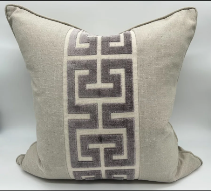 CUFF Signature Taupe Linen with Gray Trim Pillow